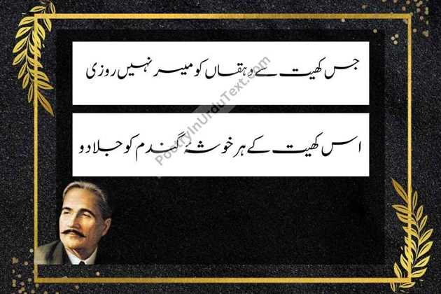 allama iqbal poetry in urdu text Jis khait say dehqaan ko muyasir ni roozi
is khait ky har khosha-e-gandum ko jla do 